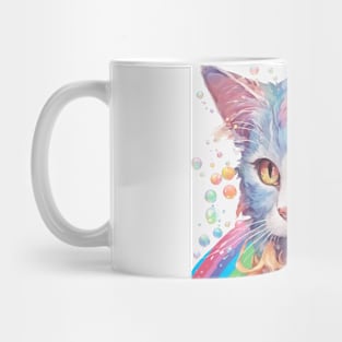 Cat soap bubbles and rainbows Mug